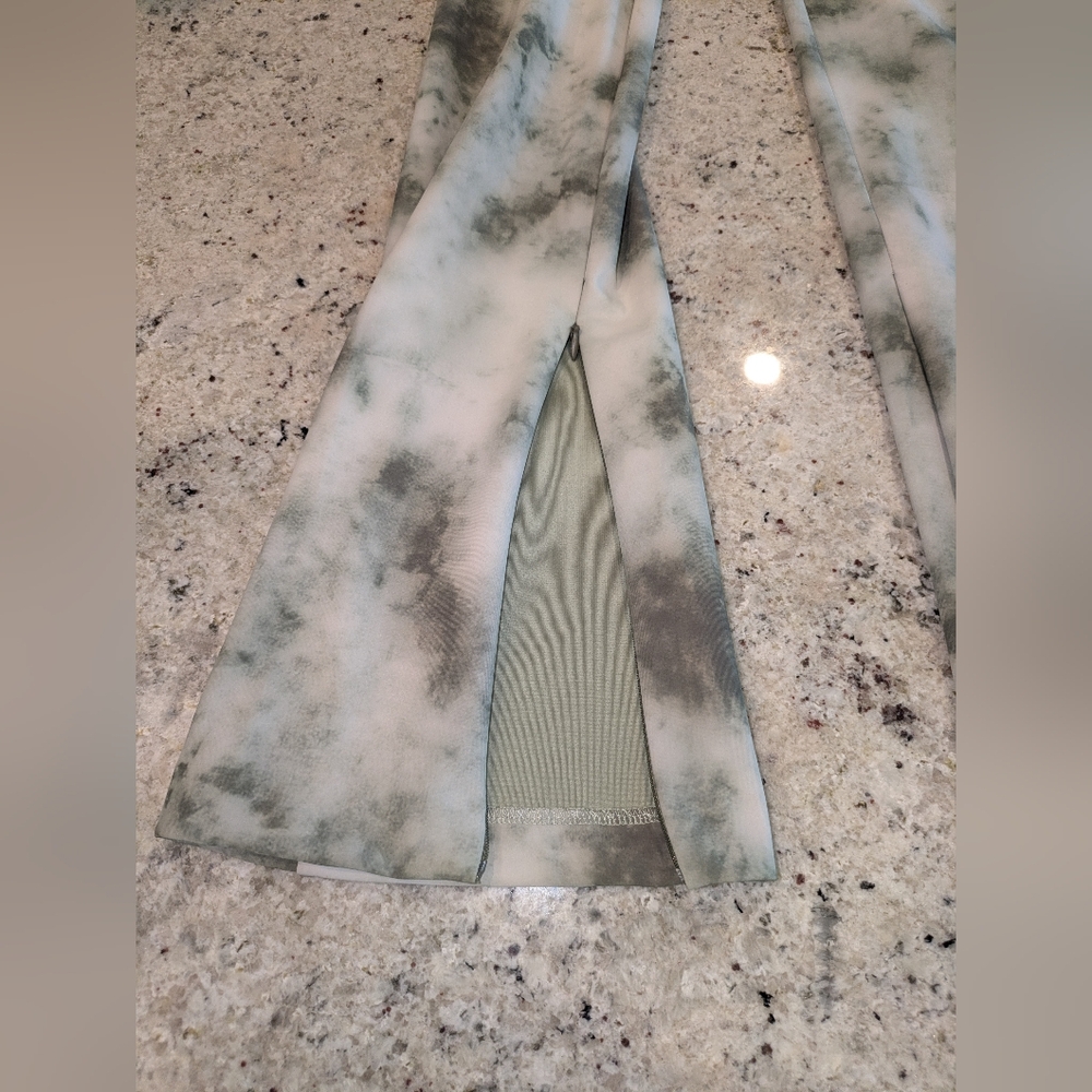 ZARA Tie Dye Flare Leggings Small Side Zip Hem Stretch Pants Y2K